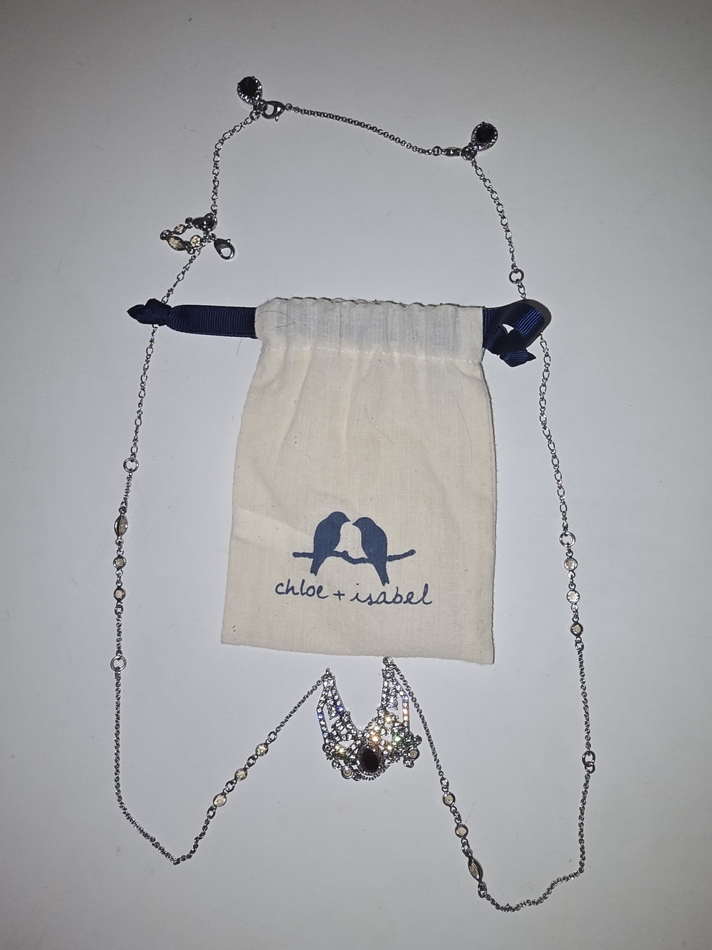 chloe + isabel Silver Multi-Crystal Pendant Necklace - White/Silver